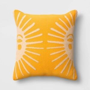 Yellow Sun Sunburst Throw Pillow Celestial Home Decor Jungalow Opalhouse